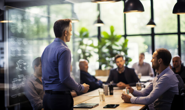 Corporate Strategy Unveiled: Business Presentation in Meeting Room
