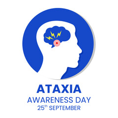 Vector graphic of silhouette of old people with cerebellum, brains, neuron suitable for international ataxia awareness day