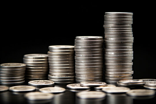 A background of rising stacks of coins, money and finance image