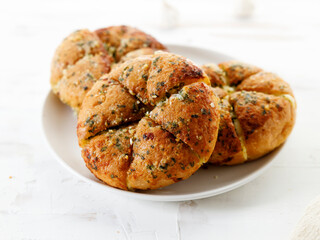 Homemade garlic bread with butter and garlic.