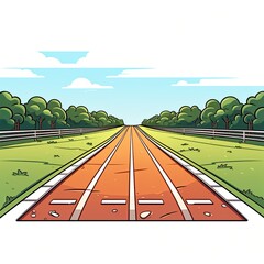 Cute Running Track with cartoon style isolated on a white background