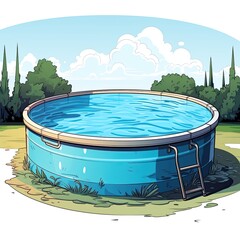 Cute Swimming Pool with cartoon style isolated on a white background