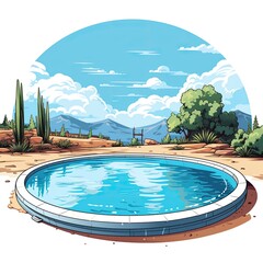Cute Swimming Pool with cartoon style isolated on a white background