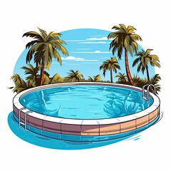 Cute Swimming Pool with cartoon style isolated on a white background