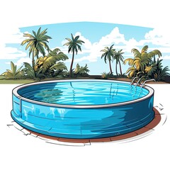 Cute Swimming Pool with cartoon style isolated on a white background