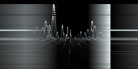 Abstract background graph  wavy grid with spheres and blurred lines. Technology wireframe interlacement concept in virtual space. Banner for business, science and technology data analytics. Big Data.