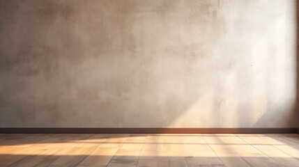 Captivating Sunlight.  Interior with Empty Wall and Floor