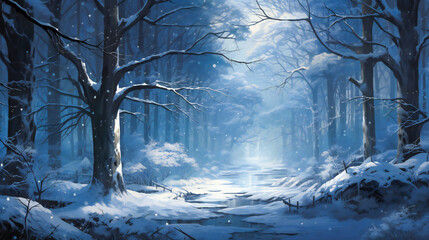 Enchanted Winter Wonderland, Moonlit Forest Glows in Silve