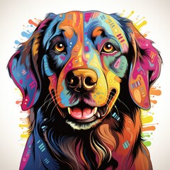 Colorful Dog with cartoon style isolated on a white background