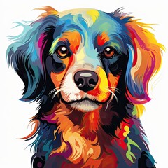 Colorful Dog with cartoon style isolated on a white background