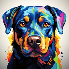 Colorful Dog with cartoon style isolated on a white background