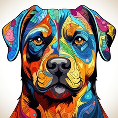 Colorful Dog with cartoon style isolated on a white background