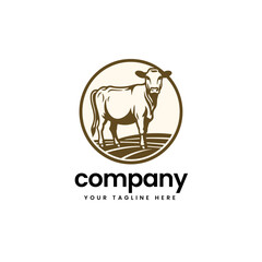 minimalist buffalo cow cart bull cattle dairy farm pet logo illustration icon flat t shirt design 