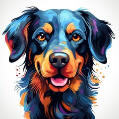 Colorful Dog with cartoon style isolated on a white background