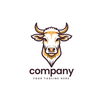 mascot buffalo cow cart bull cattle dairy farm pet logo illustration icon flat t shirt design 