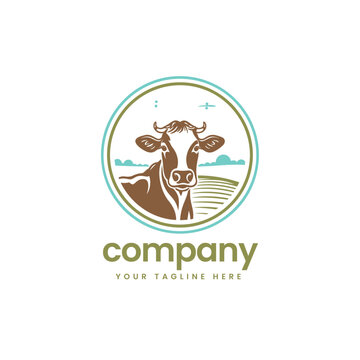 buffalo cow cart bull cattle dairy farm pet logo illustration icon flat t shirt design 