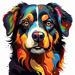Colorful Dog with cartoon style isolated on a white background