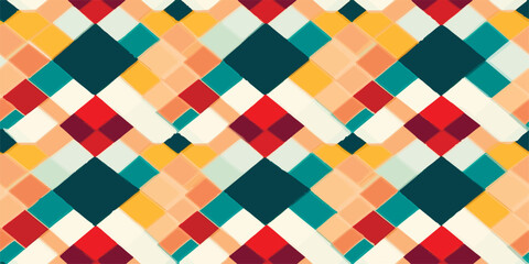 Mid-century geometric abstract pattern with simple shapes and beautiful color palette. Simple geometric pattern composition, best use in web design, business card, invitation, poster, textile print.