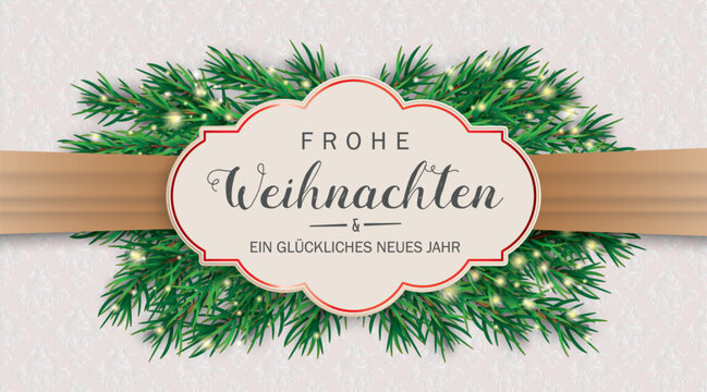 Frohe Weihnachten Banner mit grünen Tannenzweigen