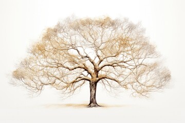 Sycamore Tree On A White Background