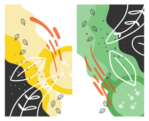 Doodle Coffee Banner. Hand drawn illustrations. Abstract elements backgrounds
