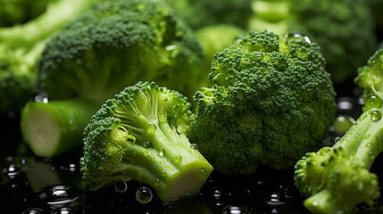 Green Broccoli with Water Droplets