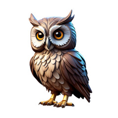 Realistic Cute Owl 3D Model