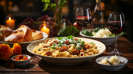 Italian Pasta and Wine Delight