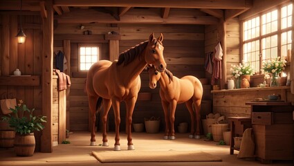 "Harmony in the Stall: A Tranquil Bond Between Horse and Human"