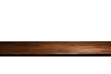 An isolated dark brown wooden table top as a PNG