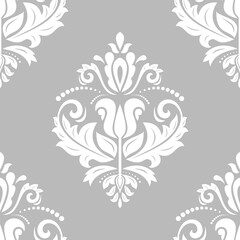 Classic seamless pattern. Damask orient ornament. Classic vintage light brown and white background. Ornament for fabric, wallpapers and packaging