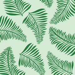 Fototapeta na wymiar Palm leaves vector illustration pattern