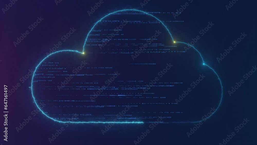Poster cloud computing data flowing fiber effect digital technology concept graphic animation 4k.