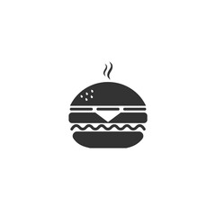 Fast food icon, burger icon. Vector simple black isolated illustration