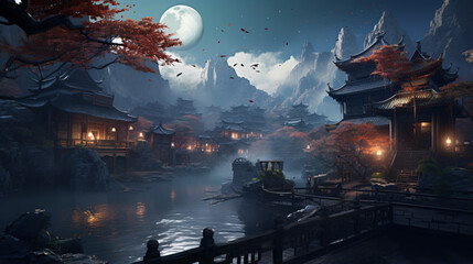 Chinese style fantasy scenes3d rendering