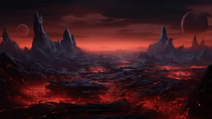 Gardinen Alien rocky planet landscape © Antiga
