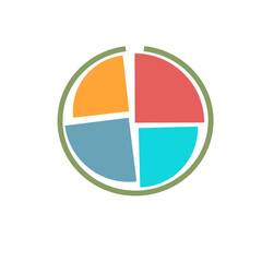 Icon circle with four colored slices diagram, pizza