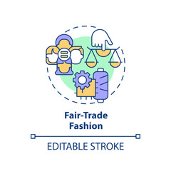 2D editable multicolor icon fair trade fashion concept, simple isolated vector, sustainable fashion thin line illustration.
