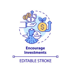 2D editable multicolor icon encourage investments concept, simple isolated vector, sustainable fashion thin line illustration.
