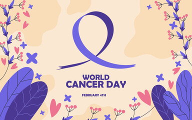 Flat world cancer day background vector