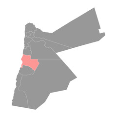 Karak governorate map, administrative division of Jordan.