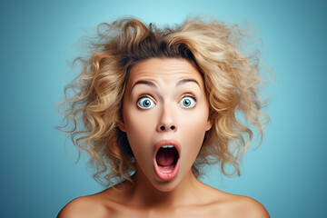 Woman expressing surprise and shock emotion with his mouth open and wide open eyes.