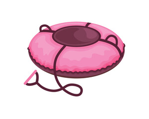 Snow tube. Tubing for skiing in the snow. Inflatable tubing for skiing down the mountain. Children s sports equipment. Vector illustration isolated on a white background