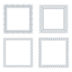 Set of decorative frames Elegant vector element for design in Eastern style, place for text. Floral gray and white borders. Lace illustration for invitations and greeting cards
