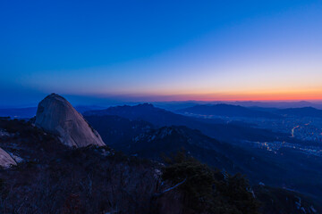 Sunrise at Bukhansan National Park in Seoul South Korea