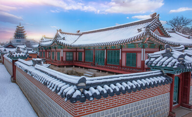  Gyeongbokgung Palace in winter Seoul South Korea