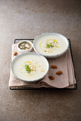 Traditional homemade cold almond soup