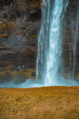 Kvernufoss a 30-meters high waterfall accessible via a rugged hiking trail in Iceland
