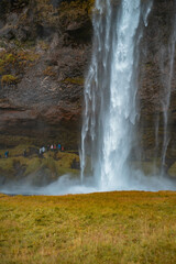 Kvernufoss a 30-meters high waterfall accessible via a rugged hiking trail in Iceland