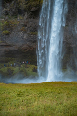 Kvernufoss a 30-meters high waterfall accessible via a rugged hiking trail in Iceland
